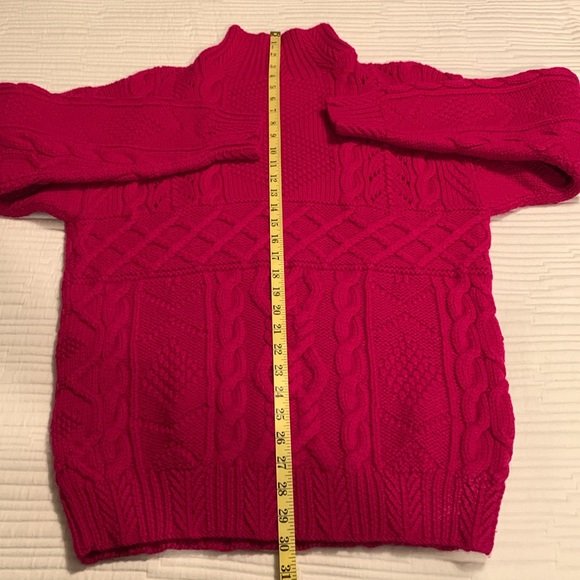 Ralph Lauren Vintage Deep Pink Mock-Neck Cable knit Women Heavy Sweater - Picture 10 of 13